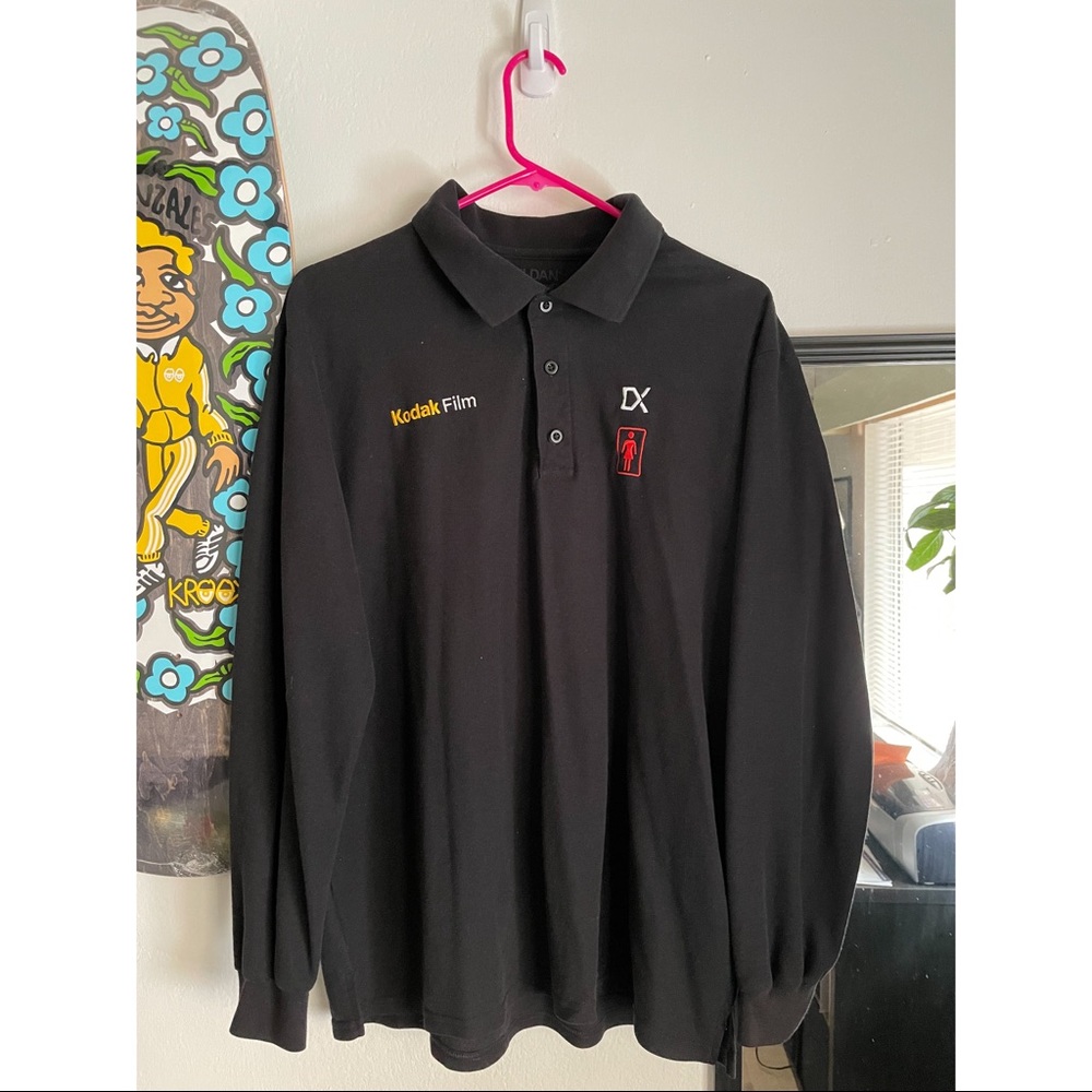 Mens L Kodak Film x Girl Skateboards collar long sleeve polo